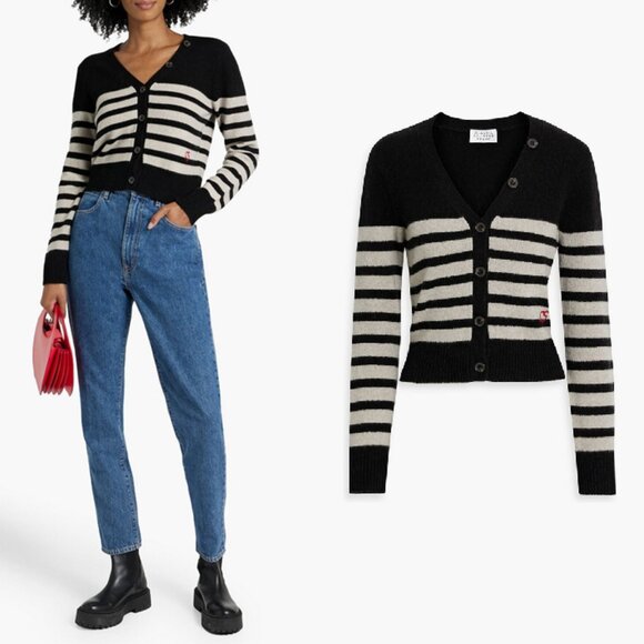 Frame x Claudia Schiffer Striped Cashmere Cardigan Sweater XS - Picture 1 of 5